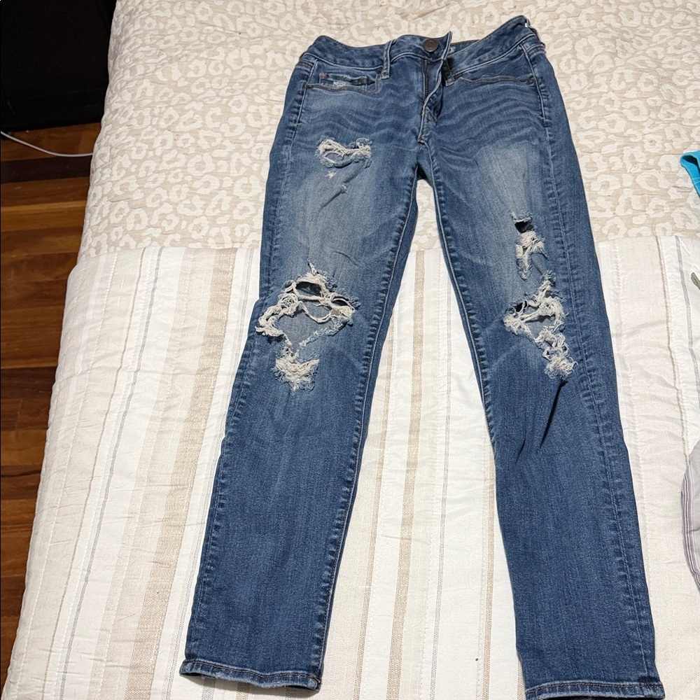 American Eagle Outfitters Ripped Blue Skinny Jeans